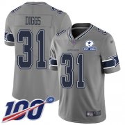 Wholesale Cheap Nike Cowboys #31 Trevon Diggs Gray Men's Stitched With Established In 1960 Patch NFL Limited Inverted Legend 100th Season Jersey