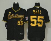 Wholesale Cheap Men's Pittsburgh Pirates #55 Josh Bell Black Stitched MLB Flex Base Nike Jersey
