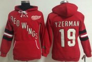 Wholesale Cheap Detroit Red Wings #19 Steve Yzerman Red Women's Old Time Heidi NHL Hoodie