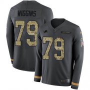 Wholesale Cheap Nike Lions #79 Kenny Wiggins Anthracite Salute to Service Men's Stitched NFL Limited Therma Long Sleeve Jersey
