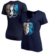 Wholesale Cheap Milwaukee Brewers #22 Christian Yelich Majestic Women's 2019 Spring Training Name & Number V-Neck T-Shirt Navy
