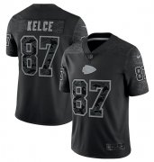 Wholesale Cheap Men's Kansas City Chiefs #87 Travis Kelce Black Reflective Limited Stitched Jersey