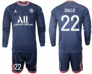 Wholesale Cheap Men 2021-2022 ClubParis Saint-Germainhome blue Long Sleeve 22 Soccer Jersey