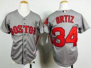 Wholesale Cheap Red Sox #34 David Ortiz Grey Cool Base Stitched Youth MLB Jersey