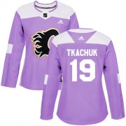 Wholesale Cheap Adidas Flames #19 Matthew Tkachuk Purple Authentic Fights Cancer Women's Stitched NHL Jersey