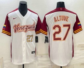 Wholesale Cheap Men\'s Venezuela Baseball #27 Jose Altuve Number 2023 White World Baseball Classic Stitched Jersey