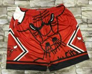 Wholesale Cheap Men's Chicago Bulls Red Big Face Mitchell Ness Hardwood Classics Soul Swingman Throwback Shorts
