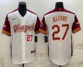 Wholesale Cheap Men\'s Venezuela Baseball #27 Jose Altuve Number 2023 White World Baseball Classic Stitched Jersey1