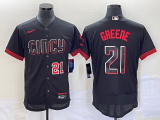 Wholesale Cheap Men's Cincinnati Reds #21 Hunter Greene Number Black 2023 City Connect Flex Base Stitched Jersey