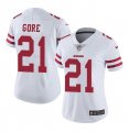 Wholesale Cheap Women's San Francisco 49ers #21 Frank Gore White Stitched Jersey(Run Small)