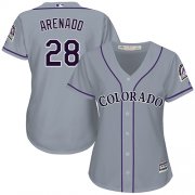 Wholesale Cheap Rockies #28 Nolan Arenado Grey Road Women's Stitched MLB Jersey