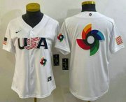 Wholesale Cheap Women's USA Baseball Big Logo 2023 White World Baseball Classic Stitched Jerseys