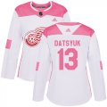 Wholesale Cheap Adidas Red Wings #13 Pavel Datsyuk White/Pink Authentic Fashion Women's Stitched NHL Jersey