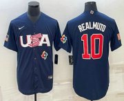 Wholesale Cheap Men's USA Baseball #10 JT Realmuto 2023 Navy World Baseball Classic Stitched Jerseys