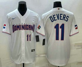 Wholesale Cheap Men\'s Dominican Republic Baseball #11 Rafael Devers Number 2023 White World Baseball Classic Stitched Jersey