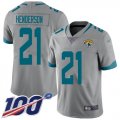 Wholesale Cheap Nike Jaguars #21 C.J. Henderson Silver Youth Stitched NFL Limited Inverted Legend 100th Season Jersey
