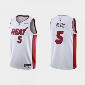 Wholesale Cheap Men\'s Miami Heat #5 Nikola Jovic 2022 White Stitched Basketball Jersey