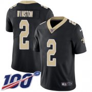 Wholesale Cheap Nike Saints #2 Jameis Winston Black Team Color Men's Stitched NFL 100th Season Vapor Untouchable Limited Jersey
