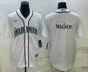 Wholesale Cheap Men's Seattle Mariners Big Logo White Stitched MLB Cool Base Nike Jersey