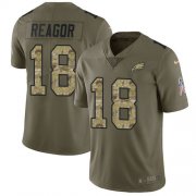 Wholesale Cheap Nike Eagles #18 Jalen Reagor Olive/Camo Youth Stitched NFL Limited 2017 Salute To Service Jersey