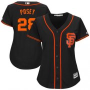 Wholesale Cheap Giants #28 Buster Posey Black Women's Alternate Stitched MLB Jersey