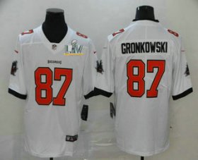 Wholesale Cheap Men\'s Tampa Bay Buccaneers #87 Rob Gronkowski White 2021 Super Bowl LV Stitched Vapor Untouchable Stitched Nike Limited NFL Jersey