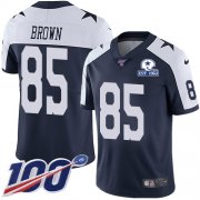 Wholesale Cheap Nike Cowboys #85 Noah Brown Navy Blue Thanksgiving Men's Stitched With Established In 1960 Patch NFL 100th Season Vapor Untouchable Limited Throwback Jersey