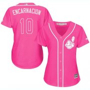 Wholesale Cheap Indians #10 Edwin Encarnacion Pink Fashion Women's Stitched MLB Jersey