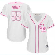 Wholesale Cheap Rockies #55 Jon Gray White/Pink Fashion Women's Stitched MLB Jersey