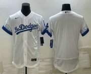 Wholesale Cheap Men's Los Angeles Dodgers Blank White City Connect Flex Base Stitched Baseball Jersey