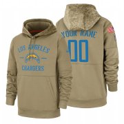 Wholesale Cheap Los Angeles Chargers Custom Nike Tan 2019 Salute To Service Name & Number Sideline Therma Pullover Hoodie