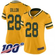 Wholesale Cheap Nike Packers #28 AJ Dillon Gold Women's Stitched NFL Limited Inverted Legend 100th Season Jersey