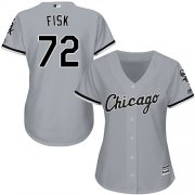 Wholesale Cheap White Sox #72 Carlton Fisk Grey Road Women's Stitched MLB Jersey