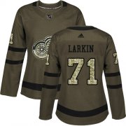 Wholesale Cheap Adidas Red Wings #71 Dylan Larkin Green Salute to Service Women's Stitched NHL Jersey