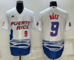 Wholesale Cheap Men's Puerto Rico Baseball #9 Javier Baez Number White 2023 World Baseball Classic Stitched Jersey