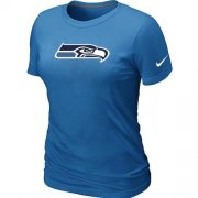Wholesale Cheap Women's Nike Seattle Seahawks Logo NFL T-Shirt Light Blue
