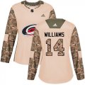 Wholesale Cheap Adidas Hurricanes #14 Justin Williams Camo Authentic 2017 Veterans Day Women's Stitched NHL Jersey