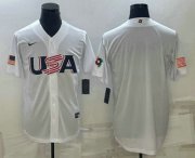 Wholesale Cheap Men's USA Baseball 2023 White World Baseball Blank Classic Replica Stitched Jerseys
