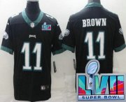 Wholesale Cheap Youth Philadelphia Eagles #11 AJ Brown Limited Black Super Bowl LVII Vapor Jersey
