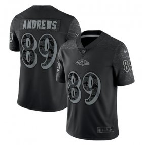 Wholesale Cheap Men\'s Baltimore Ravens #89 Mark Andrews Black Reflective Limited Stitched Football Jersey