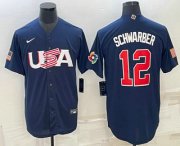 Wholesale Cheap Men's USA Baseball #12 Kyle Schwarber 2023 Navy World Baseball Classic Stitched Jerseys