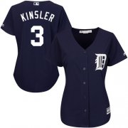 Wholesale Cheap Tigers #3 Ian Kinsler Navy Blue Alternate Women's Stitched MLB Jersey