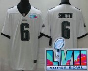 Wholesale Cheap Youth Philadelphia Eagles #6 DeVonta Smith Limited White Super Bowl LVII Vapor Jersey