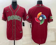 Wholesale Cheap Men's Mexico Baseball 2023 Red World Baseball Big Logo Classic Stitched Jerseys