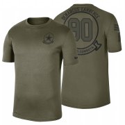 Wholesale Cheap Dallas Cowboys #90 Demarcus Lawrence Olive 2019 Salute To Service Sideline NFL T-Shirt