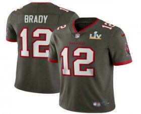 Wholesale Cheap Men\'s Tampa Bay Buccaneers #12 Tom Brady Grey 2021 Super Bowl LV Vapor Untouchable Stitched Nike Limited NFL Jersey