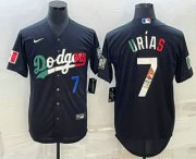 Wholesale Cheap Mens Los Angeles Dodgers #7 Julio Urias Number Black Mexico 2020 World Series Cool Base Nike Jersey