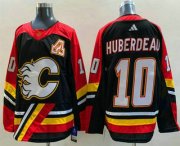 Wholesale Cheap Men's Calgary Flames #10 Jonathan Huberdeau Black 2022 Reverse Retro Stitched Jersey