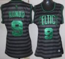 Wholesale Cheap Boston Celtics #9 Rajon Rondo Gray With Black Pinstripe Womens Jersey