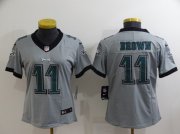 Wholesale Cheap Women's Philadelphia Eagles #11 A. J. Brown Grey Vapor Untouchable Limited Stitched Football Jersey(Run Small)